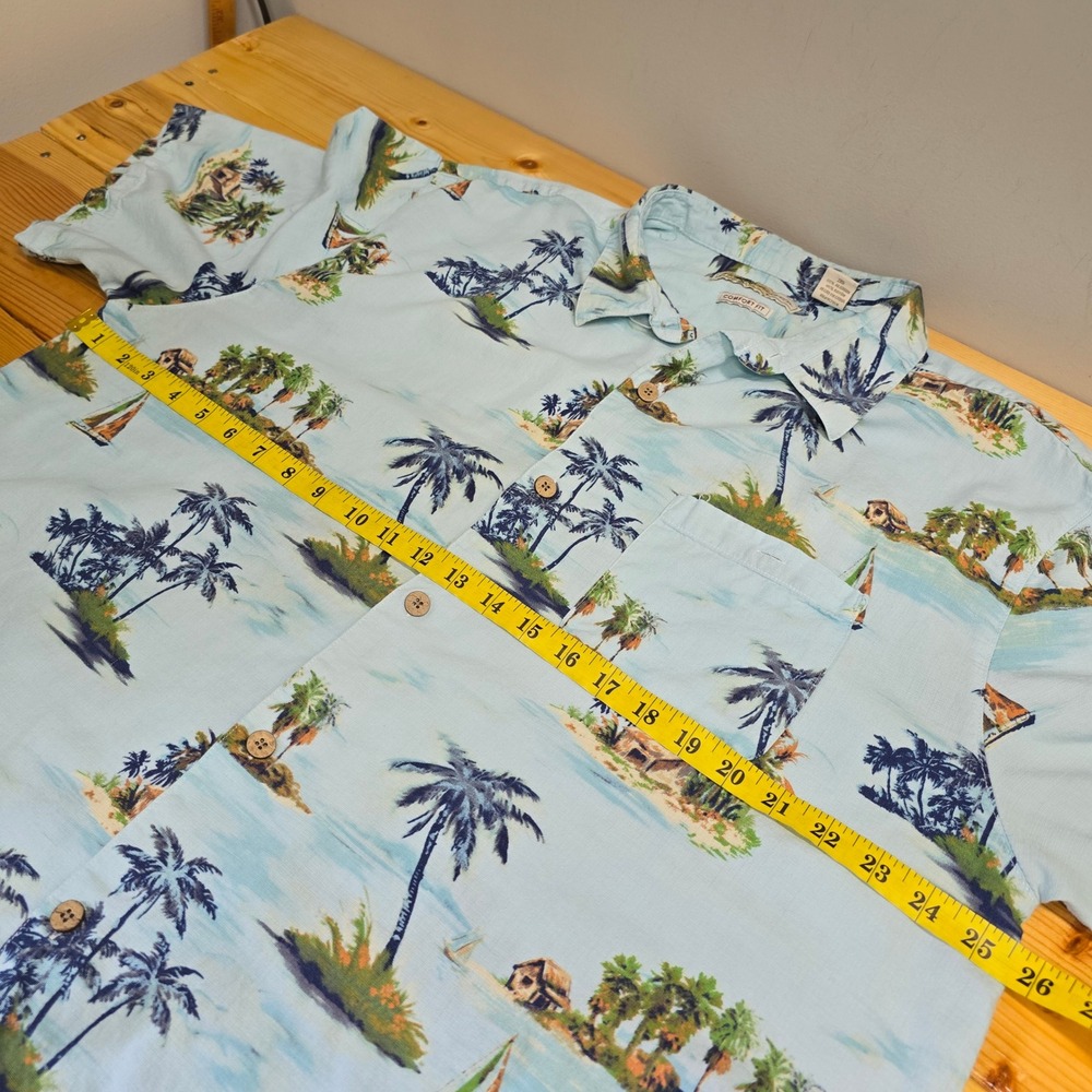 Joe Marlin Tropical Island Shirt Mens XXL Blue Palm Tree Rayon Blend Beachy Boho - Picture 7 of 9